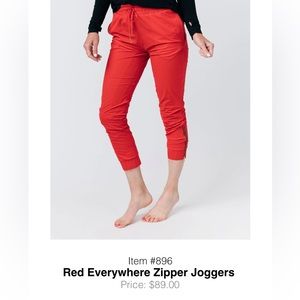 BRAND NEW Zyia Red Everywhere Zipper Joggers